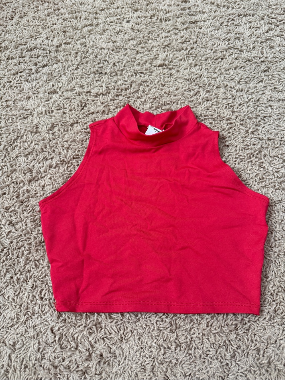 Body Wrappers Sleeveless Mock Neck Crop Top - Red 12/14 Girls